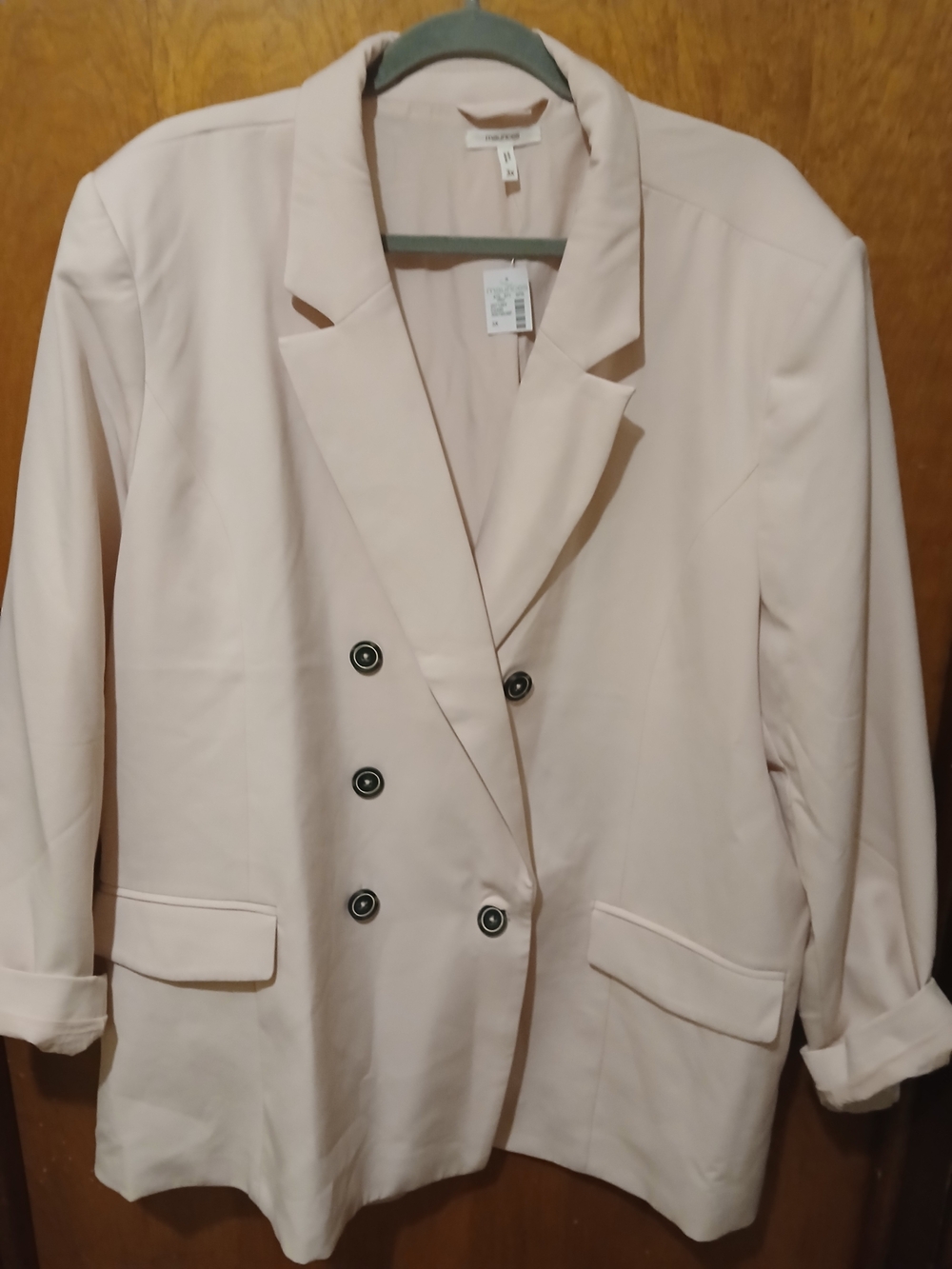 Women's Double-Breasted Blazer Jacket - Light Blush